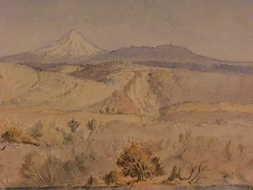 Image: 'Mt Egmont and the Waitara Valley, taken from Tikorangi Blockhouse'