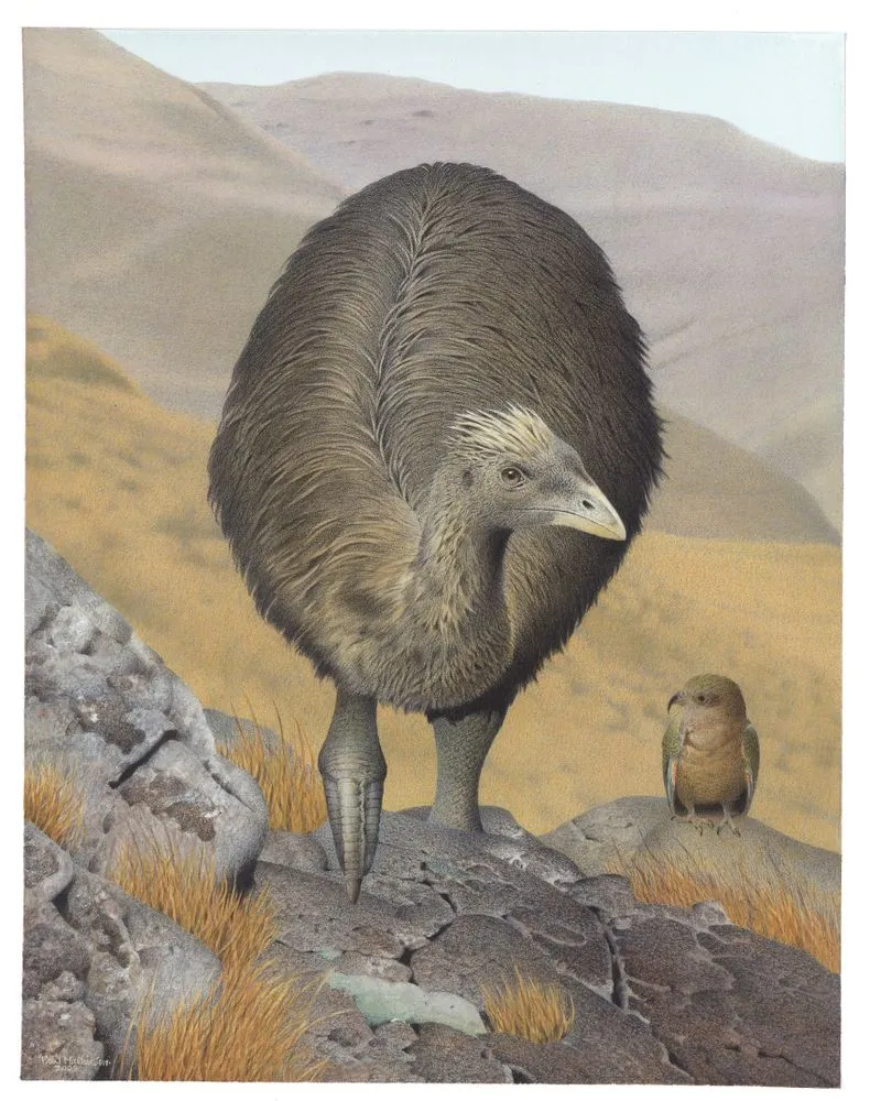 Crested Moa. Pachyornis australis. From the series: Extinct Birds of New Zealand.