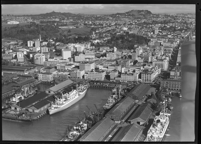Auckland City dock area with views to Albert Park and Domain