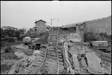 Image: NZ transport using a deviation near the Italian front, World War II - Photograph taken by George Kaye