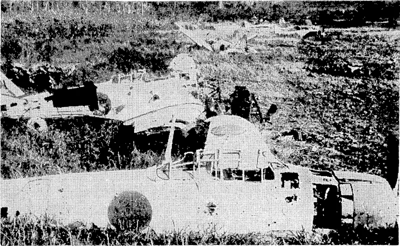 Smashed by bombs before they could lake off to meet an Allied attack, these Japanese war planes He scattered over the airfield at Lac, New Guinea, which was captured-by Allied forces: (Evening Post, 07 December 1943)