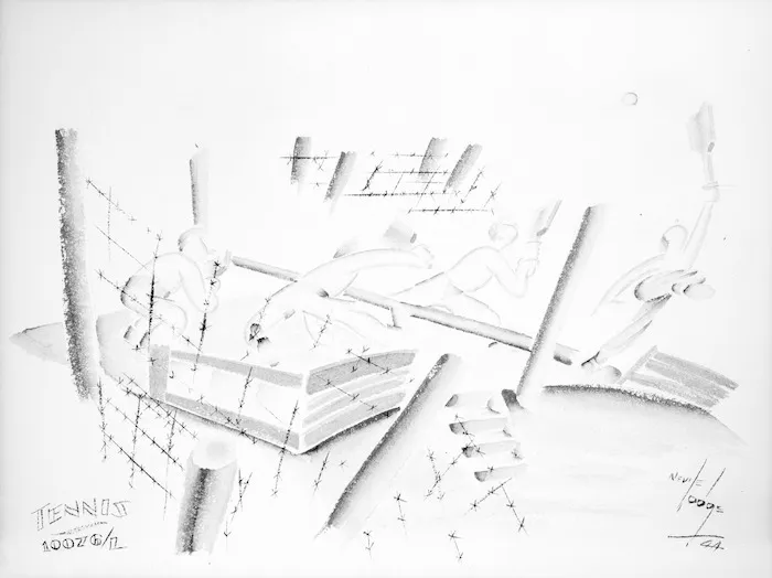 Tennis, 10076/L - Sketch by Nevile Lodge