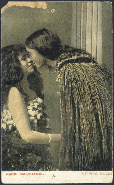 Image: [Postcard]. F. T. Series No. 2322. Maori salutation. New Zealand post-card (carte postale) [1914].