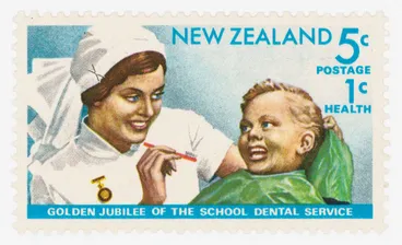 Image: Issued five cents New Zealand Health stamp