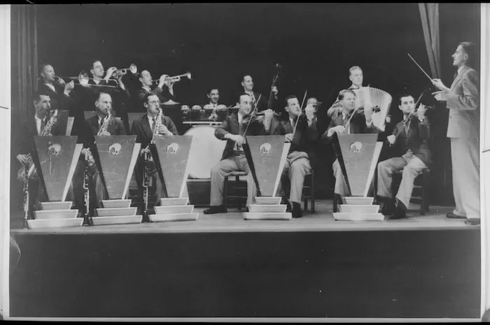 Orchestra of Kiwi Concert Party playing at the Fleet Club, Alexandria - Photograph taken by Private Habgood
