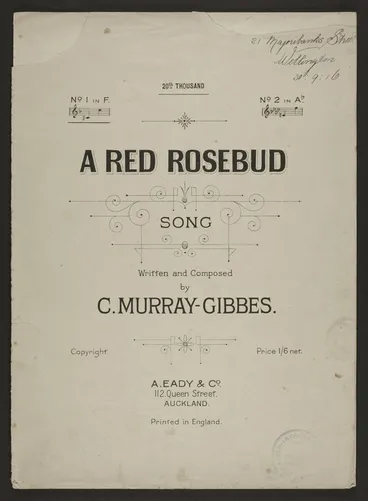 Image: A red rosebud : song / written and composed by C. Murray-Gibbes.