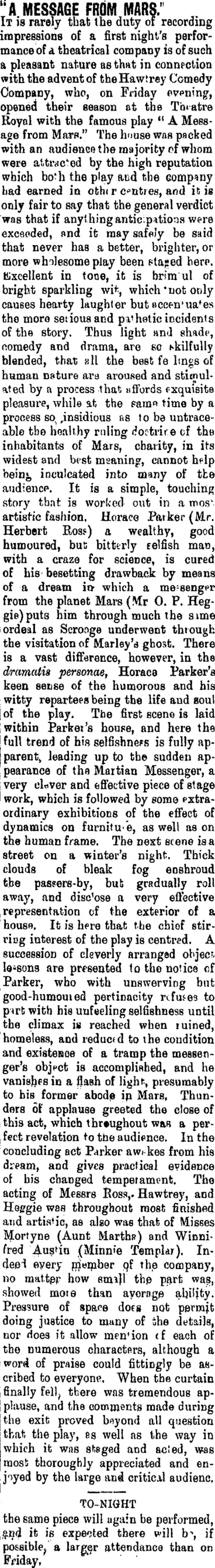 Image: "A MESSAGE FROM MARS." (Taranaki Daily News 18-1-1902)