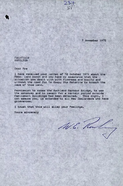 Māori Land March (1975) - Response to complaint by PM Bill Rowling