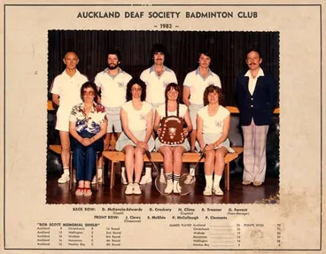 Image: Team Photo: Auckland Deaf Society Badminton Club, 1982