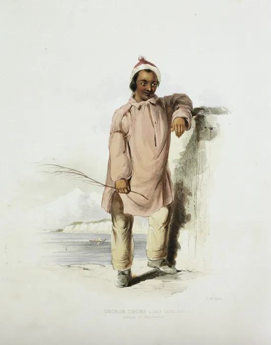 Angas, George French 1822-1886 :George Thoms, a half caste boy, nephew of Rauparaha. George French Angas [delt]; J. W. Giles [lith]. Plate 12, right-hand side. 1847.