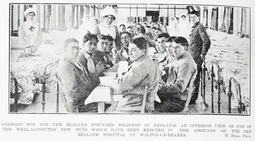 Image: Comfort for the New Zealand wounded soldiers in England: an interior view of one of the new huts at the New Zealand hospital at Walton-on-Thames