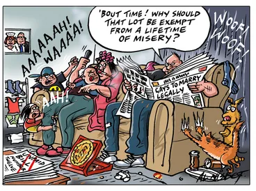 Image: Nisbet, Alastair, 1958- :[Gays to marry legally]. 18 April 2013