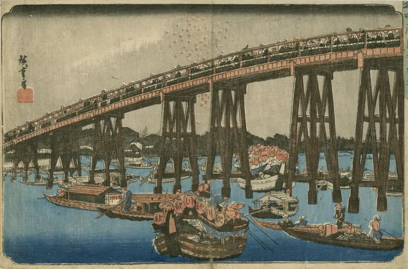 Enjoying the cool summer evening on Ryoguku Bridge