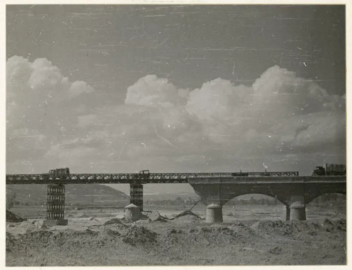 Bailey bridge near Rimini, Italy, during World War II - Photograph taken by George Kaye