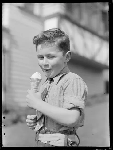 Image: Summer Child Studies series, unidentified young boy, eating an ice cream