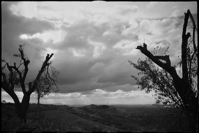 Looking towards Rimini from Riccione, Italy, during heavy bombing of Rimini in World War II - Photograph taken by George Kaye