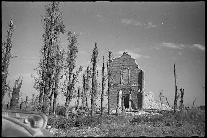 Ruins of Cappella Parladore outside Orsogna, Italy during World War Two