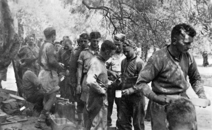 Signals mess queue, New Zealand Division headquarters in Crete, Greece