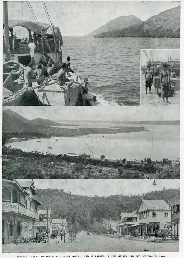 Japanese threat to Australia: enemy forces land at Rabaul, in New Guinea and the Solomon Islands