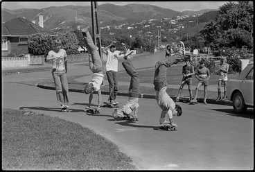 Image: Boys skateboarding, Hewer Crescent, Naenae, Lower Hutt, New Zealand