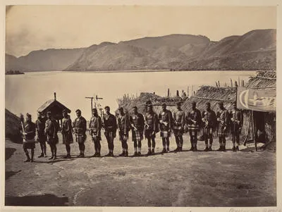 Roto Kakahi. Group of Native Troops at Hot Springs District.