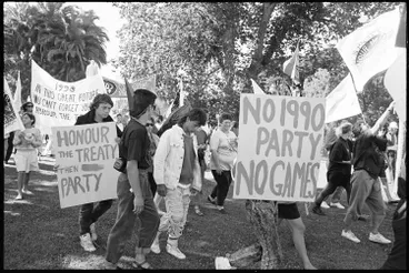 Sesquicentennial demonstration, Albert Park, 1990 Image: Sesquicentennial demonstration, Albert Park, 1990