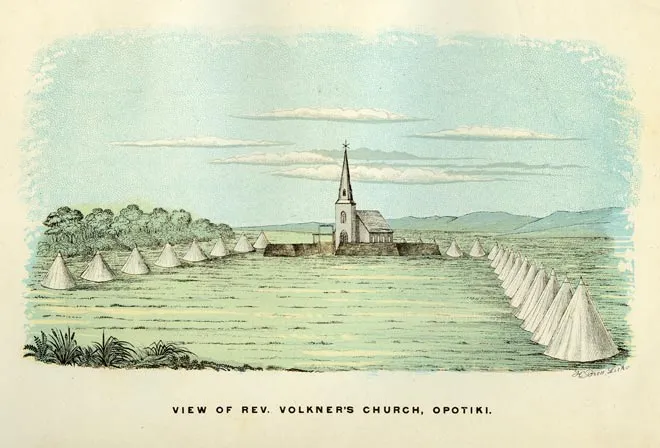 'View of Rev. Volkner's church, Opotiki'