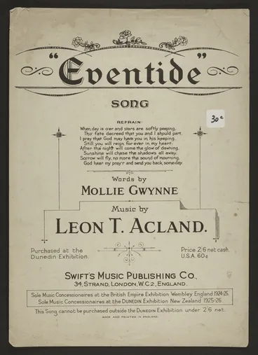 Image: Eventide : song / words by Mollie Gwynne ; music by Leon T. Acland.