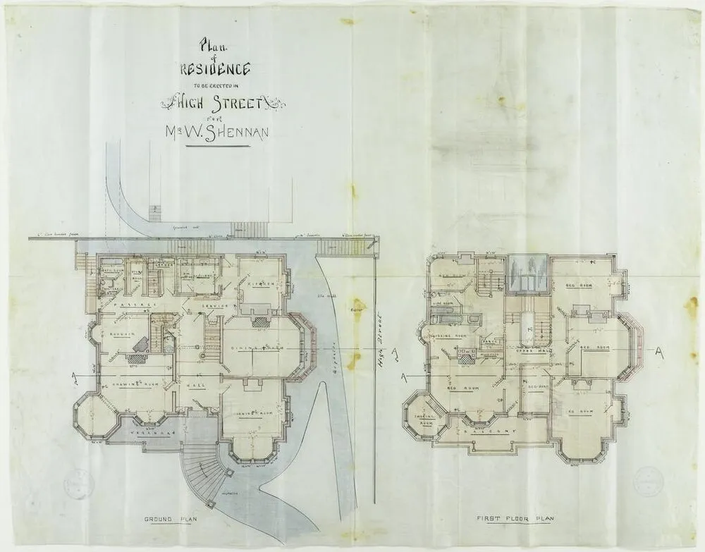 'Threave', residence of W. Shennan, 367 High Street, Dunedin, Lawson and Salmond architects. Ground plan, first floor plan.
