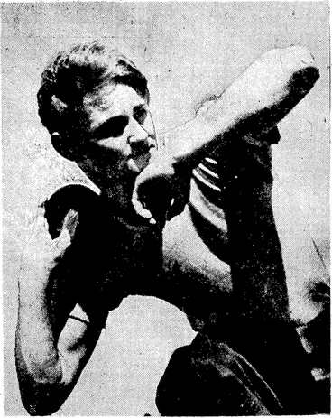 Image: T ■ "Evening Post" Photo. /. D. A'Court, who put up an outstanding performance at the Rongotai College sports on Tuesday, winning the senior championship and the Huntington Cup. He won six events—running and jumping—and broke the shot-put record. (Evening Post, 11 November 1939)