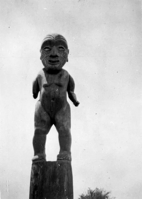 Carved figure, Papawai Pa, Greytown