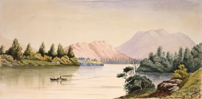 Welch, Joseph Sandell 1841-1918:Waikato River, from Mercer, from a sketch by Mr. J. C. Hoyte [1870s]
