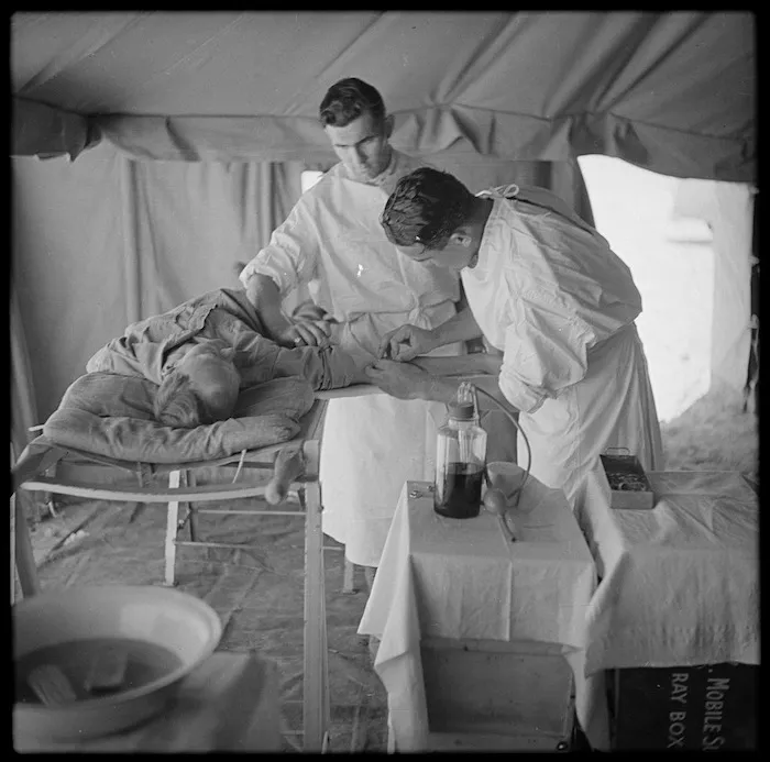Blood transfusion demonstration in Egypt, World War II