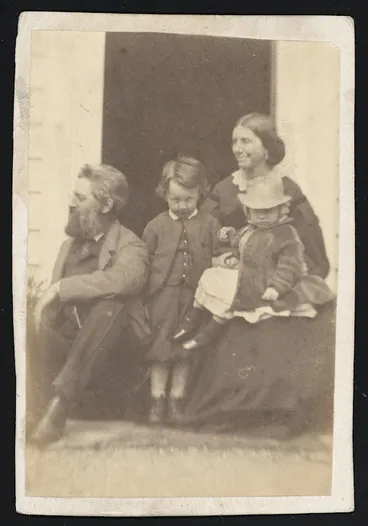 Image: Walter Mantell with Jessie Crawford and her children