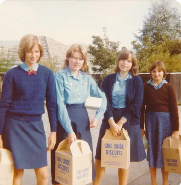 Image: Girl Guides Association; Selling biscuits; ca 1980s