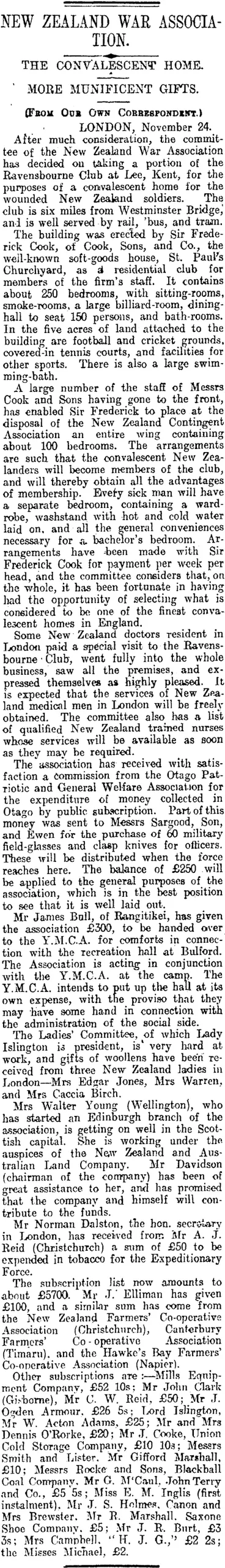 Image: NEW ZEALAND WAR ASSOCIATION. (Otago Daily Times 16-1-1915)