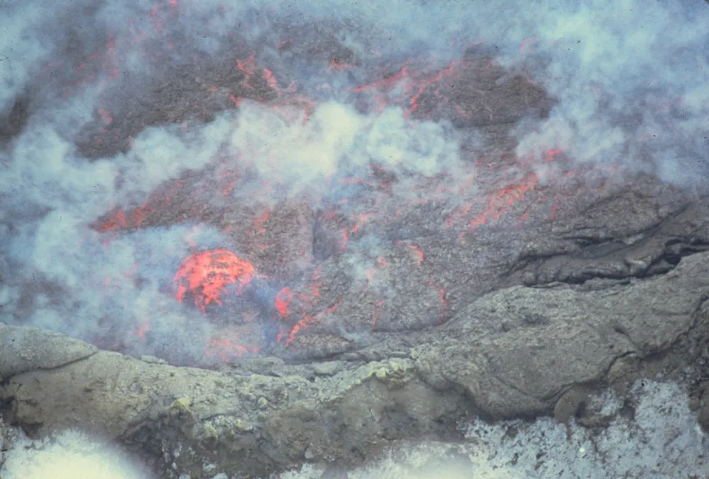 Erebus lava lake from inner crater rim
