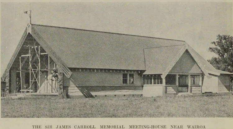 The Sir James Carroll (Timi Kara) memorial meeting-house at Waihirere Pā, Wairoa