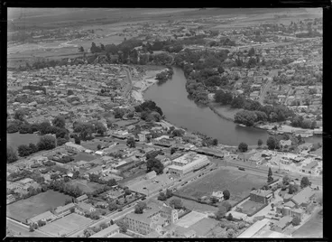 Image: City scene, including Grey Street and Waikato River, Hamilton East, Waikato