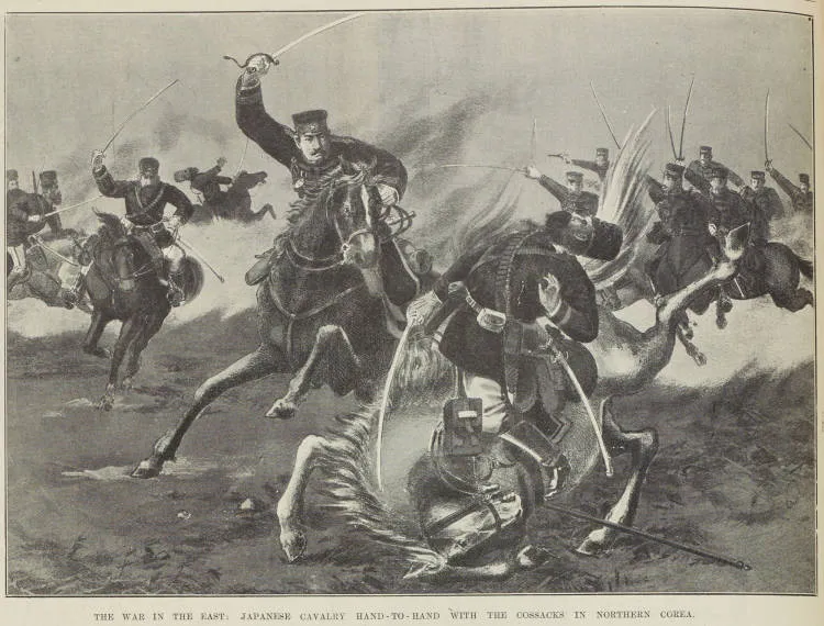 THE WAR IN THE EAST: JAPANESE CAVALRY HAND-TO-HAND WITH THE COSSACKS IN NORTHERN COREA