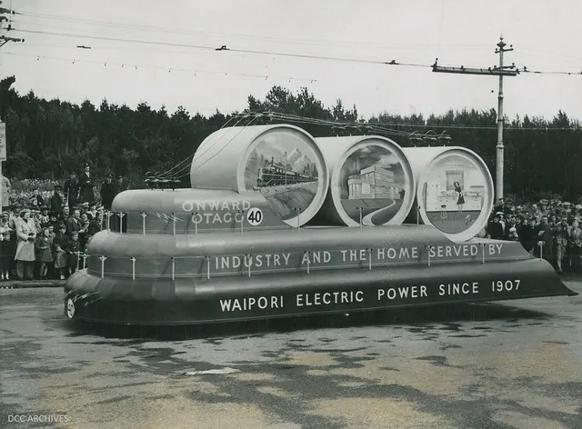 Float representing DCC Electricity Department in Cavalcade of Progress Parade 1948