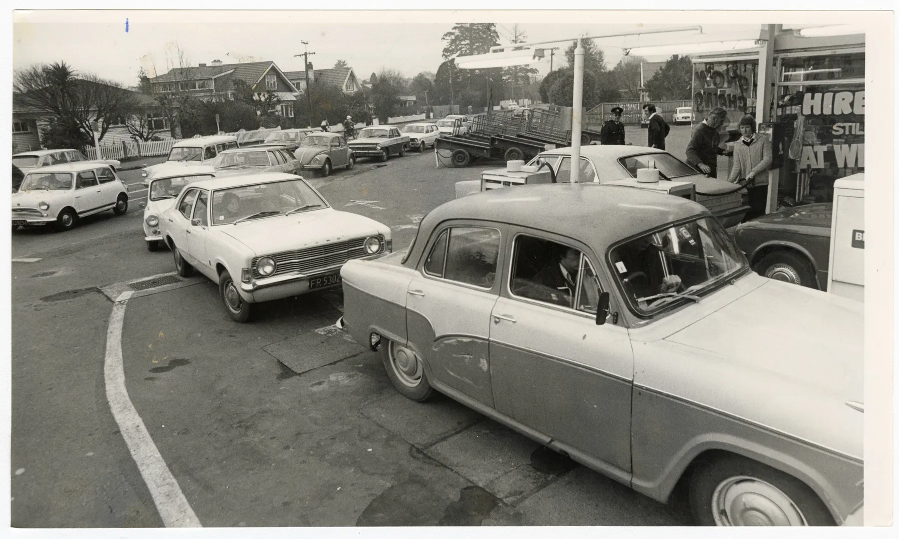 Queue at petrol station