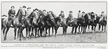 Image: Competitors in a keenly-contested ladies' riding event at a leading Wellington provincial agricultural show