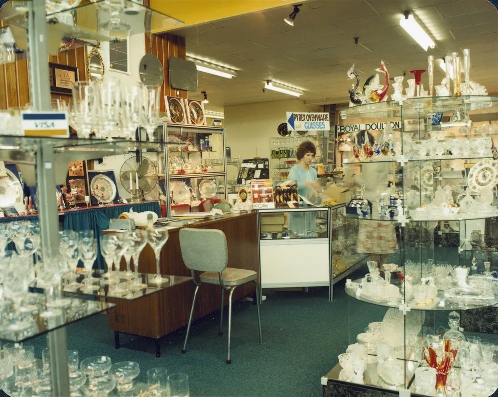 Hazelwoods interior; china and glassware department.