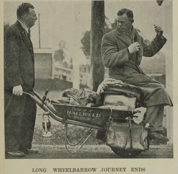 Long wheelbarrow journey ends Image: Long wheelbarrow journey ends