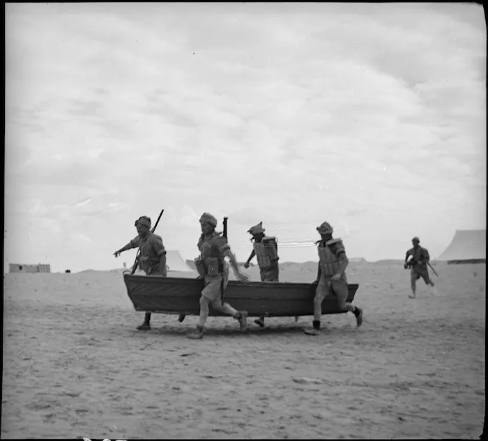 Assault party with light collapsible boat, Egypt