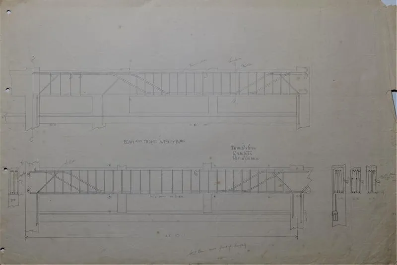 Architectural plans – Details of Wesley Buildings, Victoria Street, Hamilton