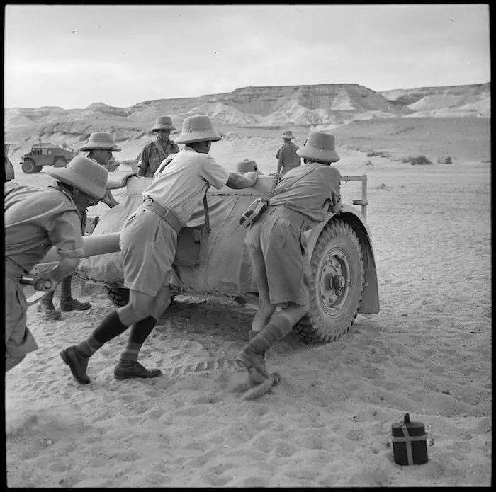 Swinging a limber into position during calibration of guns, Maadi