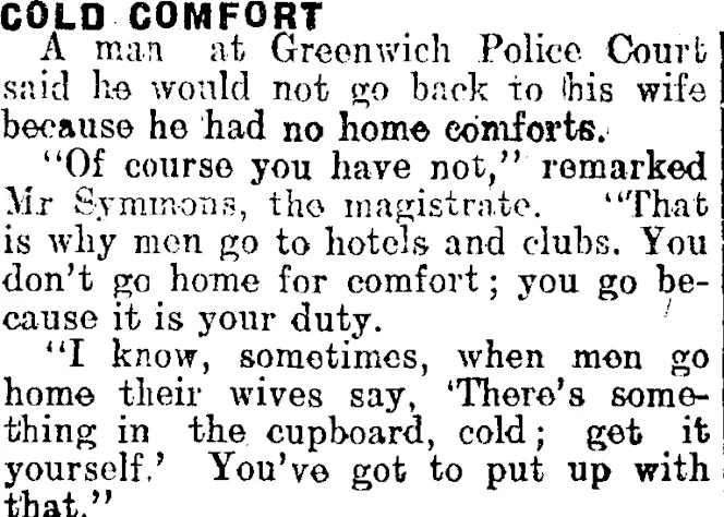 COLD COMFORT. (Mataura Ensign 28-3-1913)