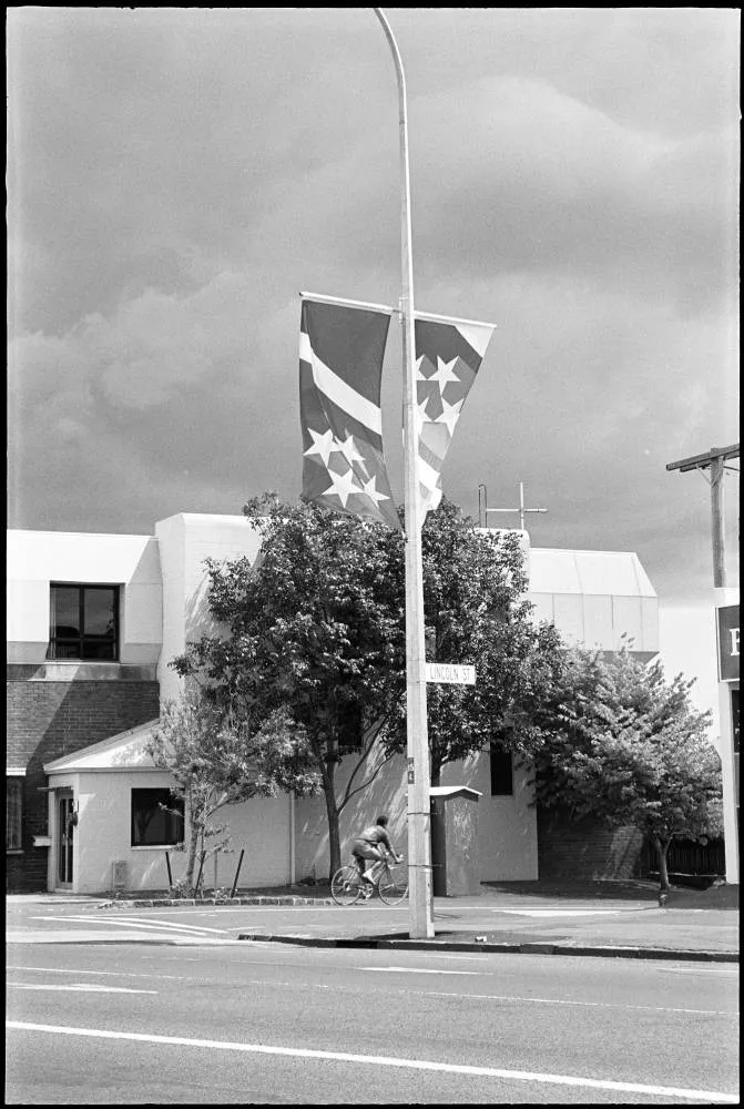 XIV Commonwealth Games banners, Ponsonby Road, 1989
